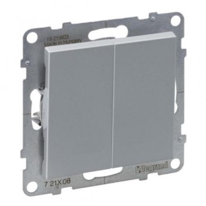 Выключатель-переключатель LEGRAND Suno 2-клавишный 10АХ/250В автоклеммы алюминий