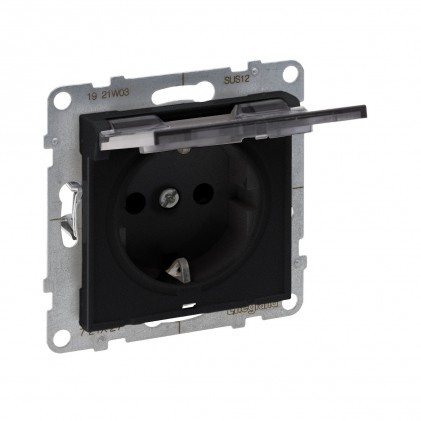 Розетка c заземлением LEGRAND Suno 16А 250В с крышкой черная