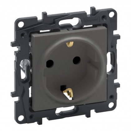 Розетка с заземляющим контактом LEGRAND Niloé Step сталь
