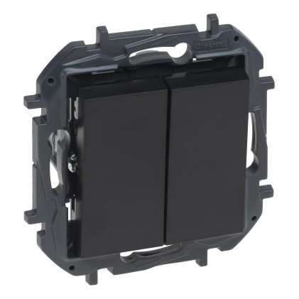 Выключатель LEGRAND Niloé Step 2-клавишный (сх.5) 10А черный