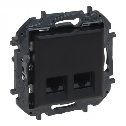 Розетка компьютерная 2*RJ45 cat.5e UTP н/екр. LEGRAND Niloé Step черная