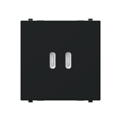 Зарядка двойная USB типа С+C 30Вт 2 мод. АВВ Zenit N2285.5 NТ черная матовая