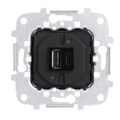 Механізм подвійної зарядки USB АВВ Sky Niessen Skymoon type A+C (3.1А/2х1.5А)