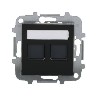 Центральная плата вывода АВВ Sky Niessen с суппортом двойная коммуникационная черная матовая