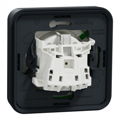 Розетка SCHNEIDER з з/к16A шторками та кришкою прихованого монтажу "електромобіль" IP55 Mureva Styl чорний