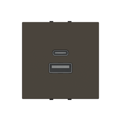 Зарядка двойная USB type A+C (3A/2*1.5A) 2 мод. АВВ Zenit N2285.4 DN антрацит