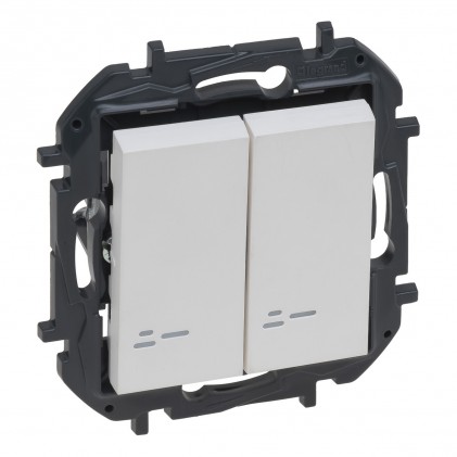 Выключатель с подсветкой LEGRAND Nilo&eacute; Step 2-клавишный (сх.5) 10А белый