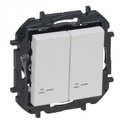 Выключатель проходной LEGRAND Nilo&eacute; Step 2-клавишный с подсветкой (сх.6+6) 10А белый