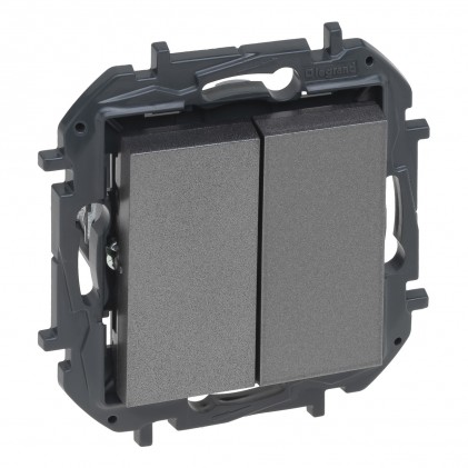 Выключатель LEGRAND Nilo&eacute; Step 2-клавишный (сх.5) 10А сталь