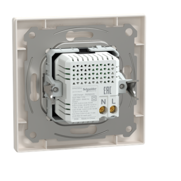 Зарядка подвійна SCHNEIDER ASFORA USB type A+С 3.4А 21Вт кремова