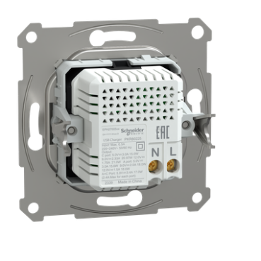 Зарядка подвійна SCHNEIDER ASFORA USB type A+С 3.4 А 21Вт сталь