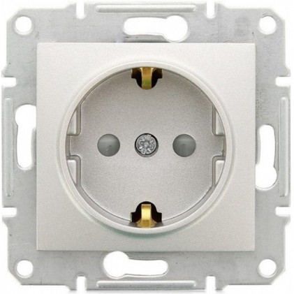 Розетка SCHNEIDER Sedna SDN3000160 с заземл.контактом с защитными шторками 16A алюминий