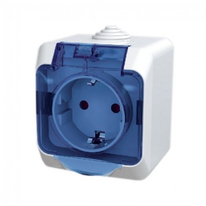 Розетка SCHNEIDER CEDAR WDE000543 с заземлением с защит.шторками прозрачная крышка IP 44 белая