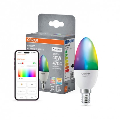 Лампа OSRAM SMART+ MATTER Multicolor Classic B40 4.9W E14