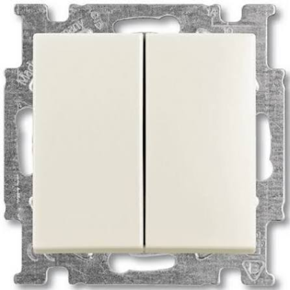 Выключатель 2-клавишный ABB Вasic55 проходной (сх.6+6) белый шале