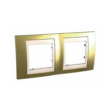 Рамка SCHNEIDER UNICA TOP metal MGU66.004.504 2 места золото/слоновая кость