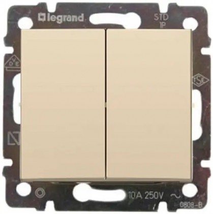 Выключатель двухклавишный (сх 5) LEGRAND Valena Classic слоновая кость