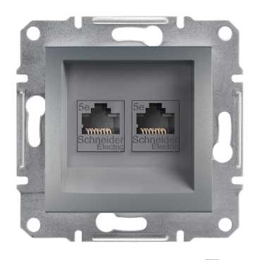 Розетка SCHNEIDER ASFORA EPH4400162 комп. 2 * RJ45 кат.5е подвійна сталь