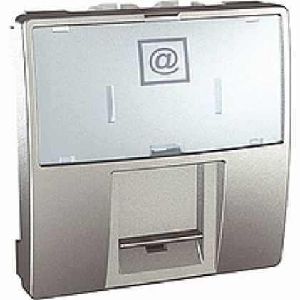 Розетка SCHNEIDER UNICA комп. неекранована RJ45 кат.5е 2 мод. алюміній