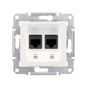 Розетка SCHNEIDER Sedna SDN4400123 компьютерная RJ45 кат.5-е UTP двойная слоновая кость