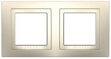 Рамка SCHNEIDER Unica Basic MGU2.004.559 c декоративным элементом 2 места крем/слоновая кость