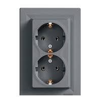 Розетка SCHNEIDER ASFORA EPH9900162 з з/к подвійна вертикальна сталь