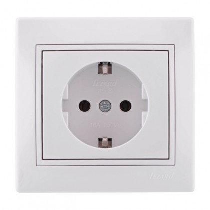 Розетка LEZARD Mira 701-0202-122В с заземляющим контактом белая