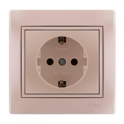 Розетка LEZARD Mira 701-3030-122В с заземляющим контактом жемчужно-белый