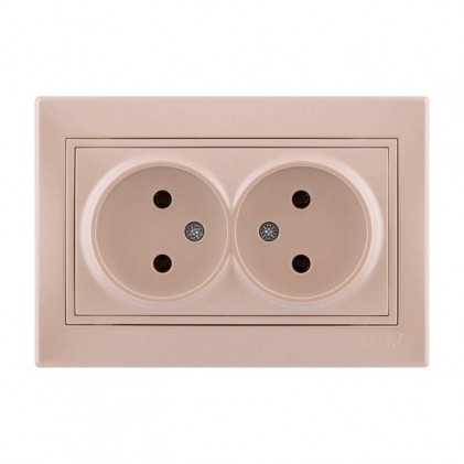 Розетка LEZARD Mira 701-3030-128В двойная без заземляющего контакта жемчужно-белая