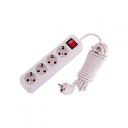 Подовжувач LEZARD LILA із заземленням 4 входи з вимикачем 5 метрів 720-0405-402