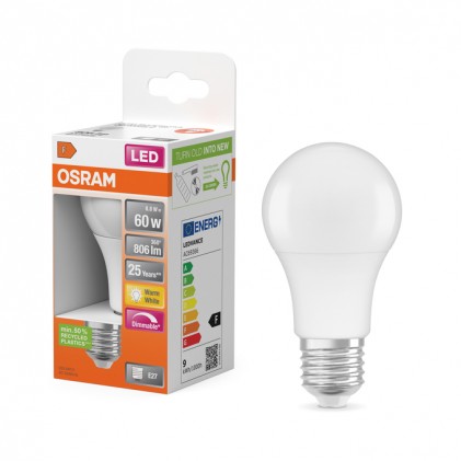 Led лампа OSRAM LED SCLA 60 DIM 9W 827 230V E27 світлодіодна