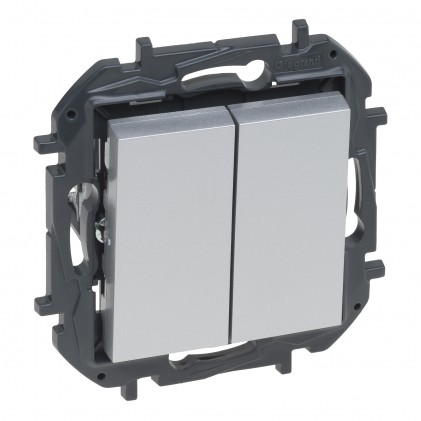 Выключатель LEGRAND Niloé Step 2-клавишный (сх.5) 10А алюминий